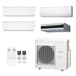 Ar Condicionado Multisplit Quad 48000 Btu(2x9000+12000+18000) Quente/frio - Inverter - Fujitsu - 220v - Asbg09lmca Asbg18lfca Arbg12llta / Aobg3